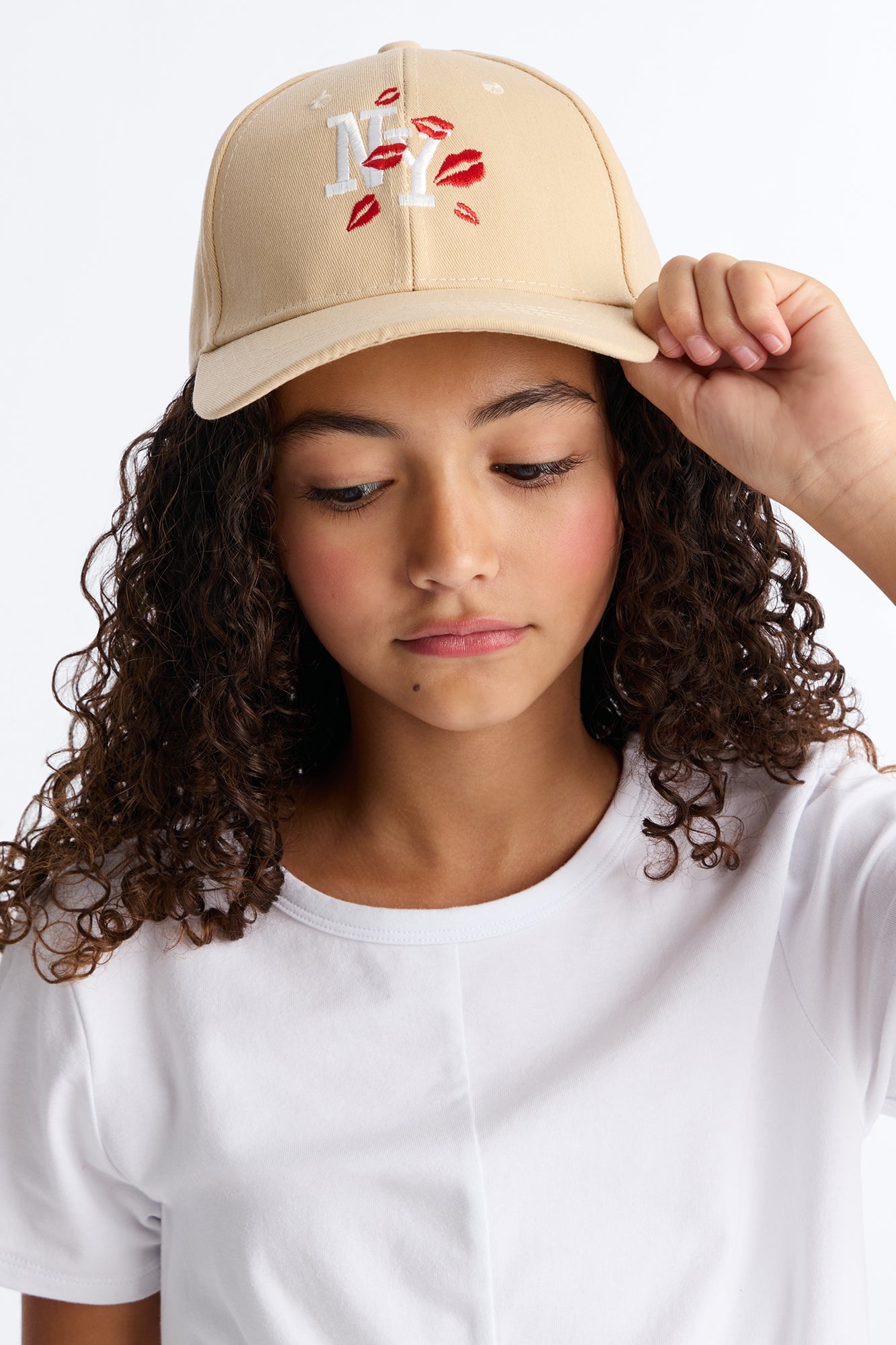 Mini Times Square Kiss Baseball Hat - Nude/combo