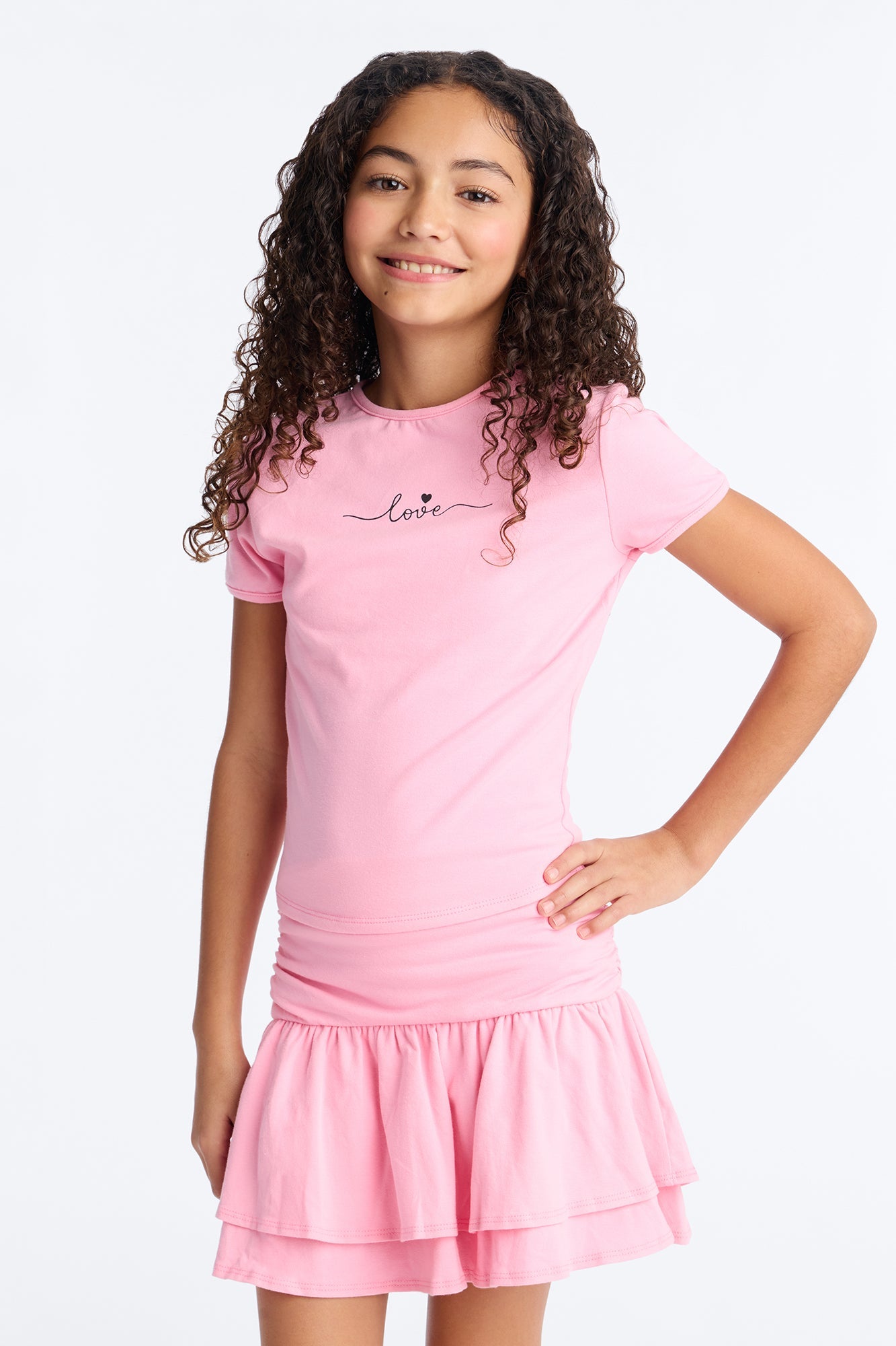Mini Love Myself Skirt Set - Pink