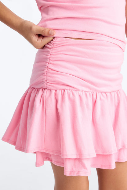 Mini Love Myself Skirt Set - Pink