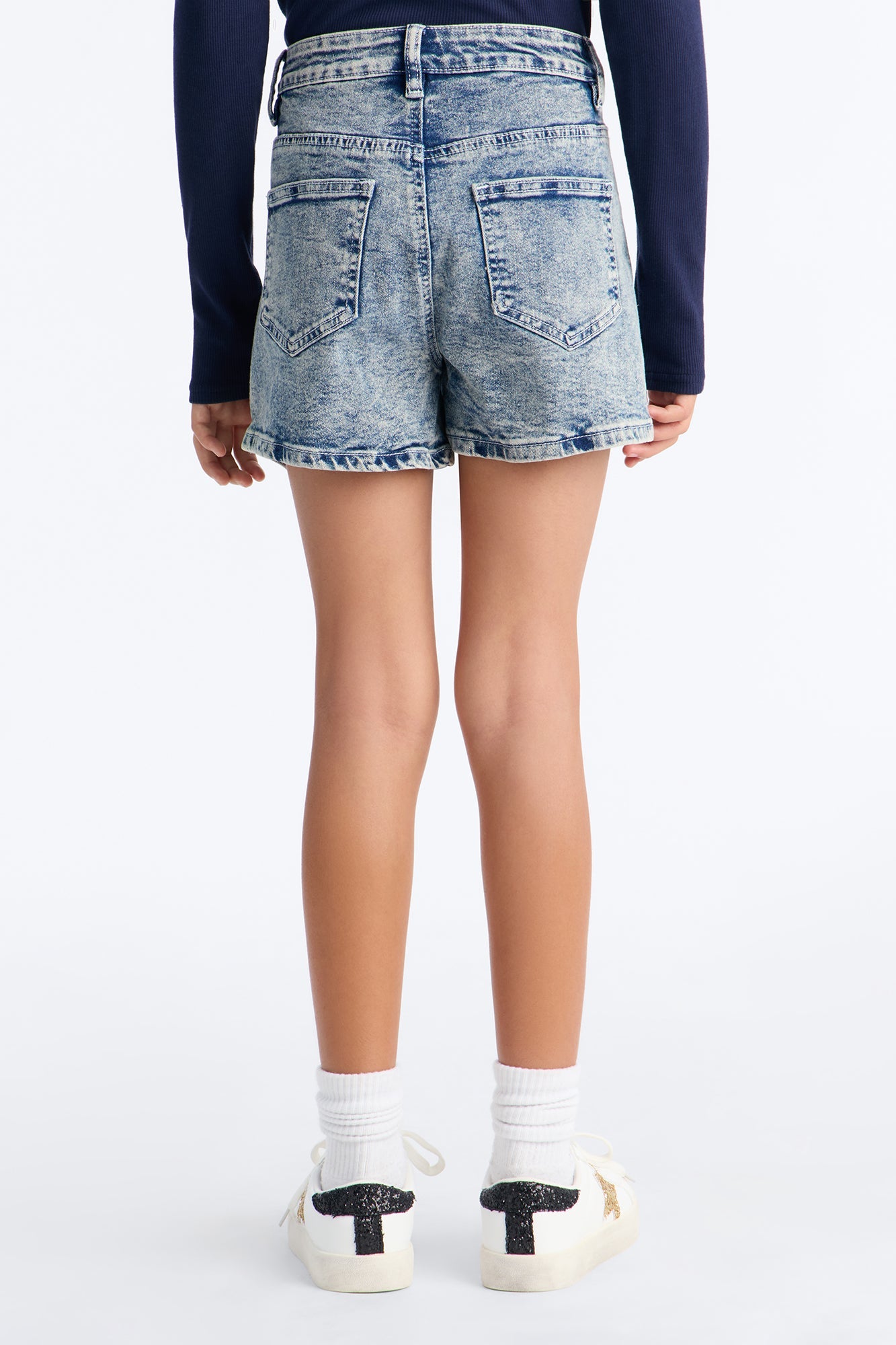 Mini Too Late Denim Wrap Skort - Medium Wash