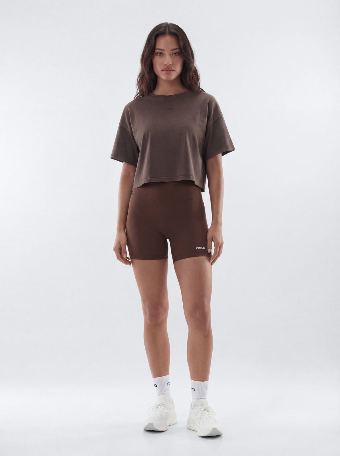 Cotton Jersey Boxy Short Sleeve Top - Brown