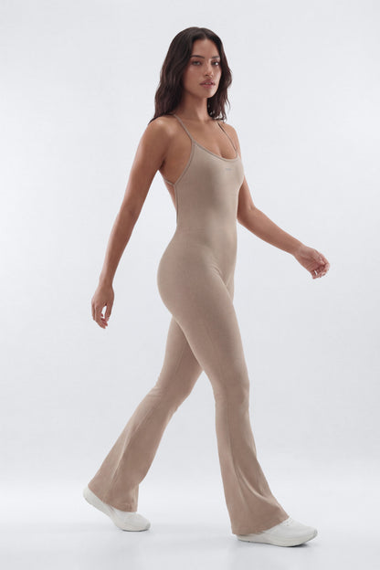 SeamlessLift™ 32″ Flare Jumpsuit - Taupe