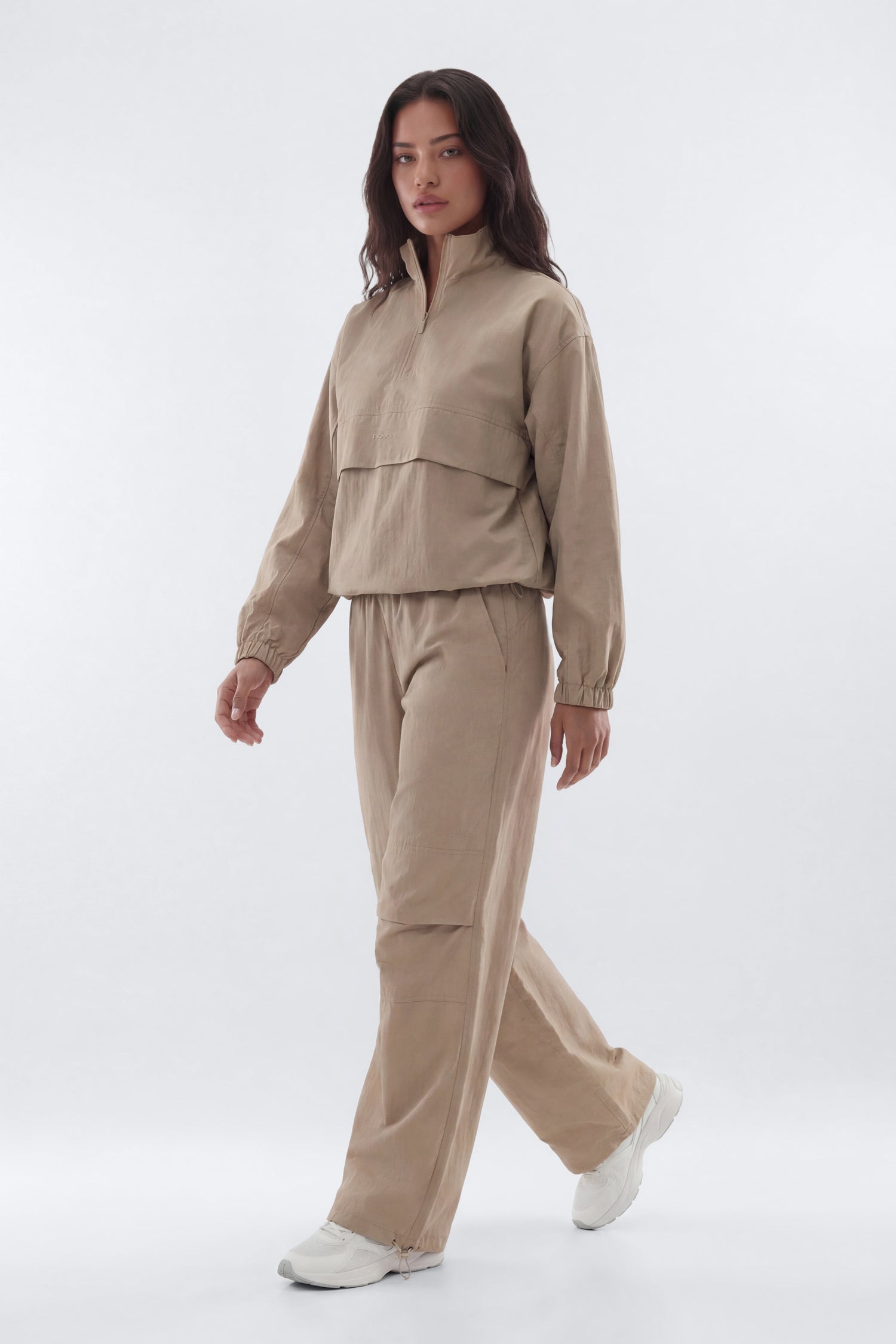CoreNylon 32″ Wide Leg Track Pant - Taupe