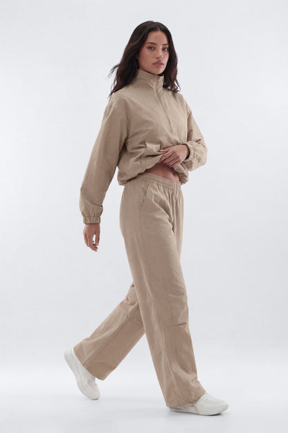 CoreNylon 32″ Wide Leg Track Pant - Taupe