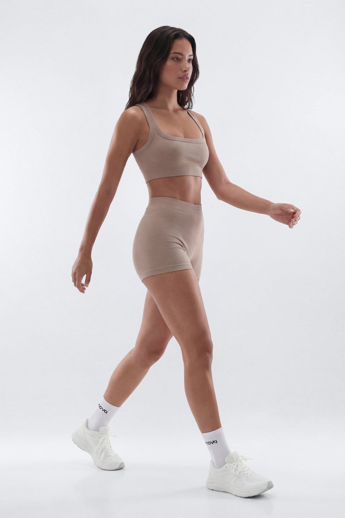 CottonFlex™ Sports Bra Top - Taupe