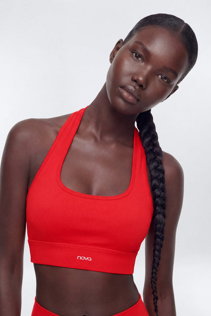 SeamlessLift™ Halter Sports Bra - Red