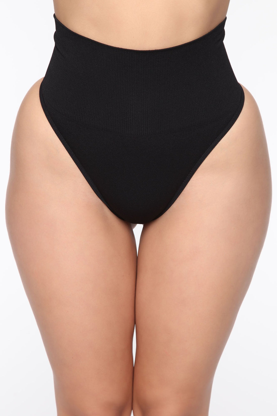 Tummy Control Seamless Thong Shapewear Panty - Black