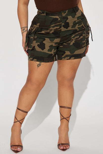 High Status Camo Cargo Short - Olive/combo