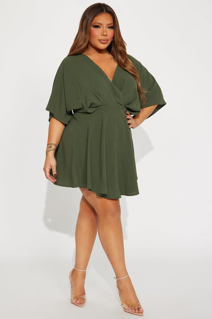 Francesca Flowy Mini Dress - Olive