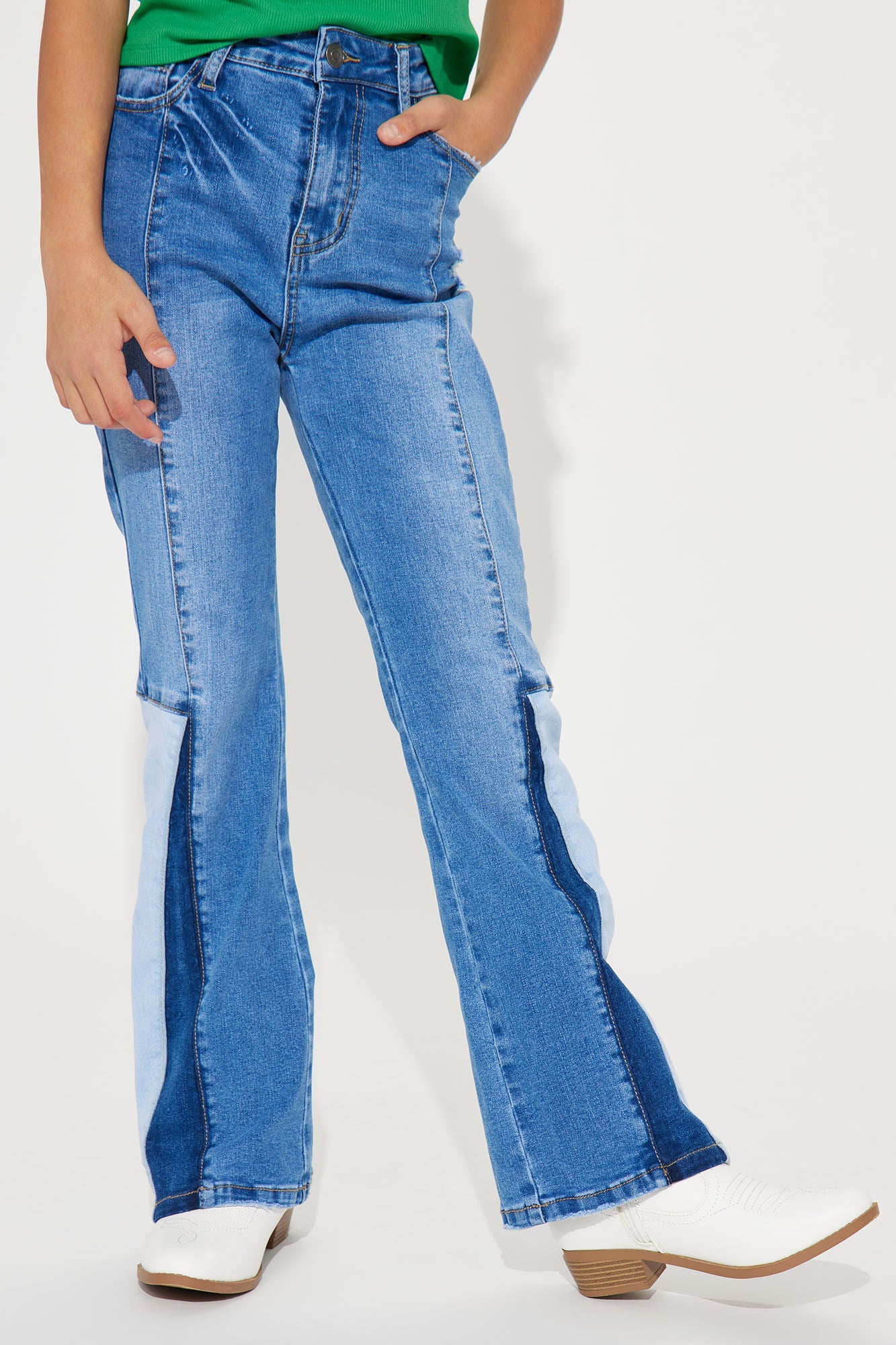 Mini Denim inserts in a Flare Jean - Medium Wash