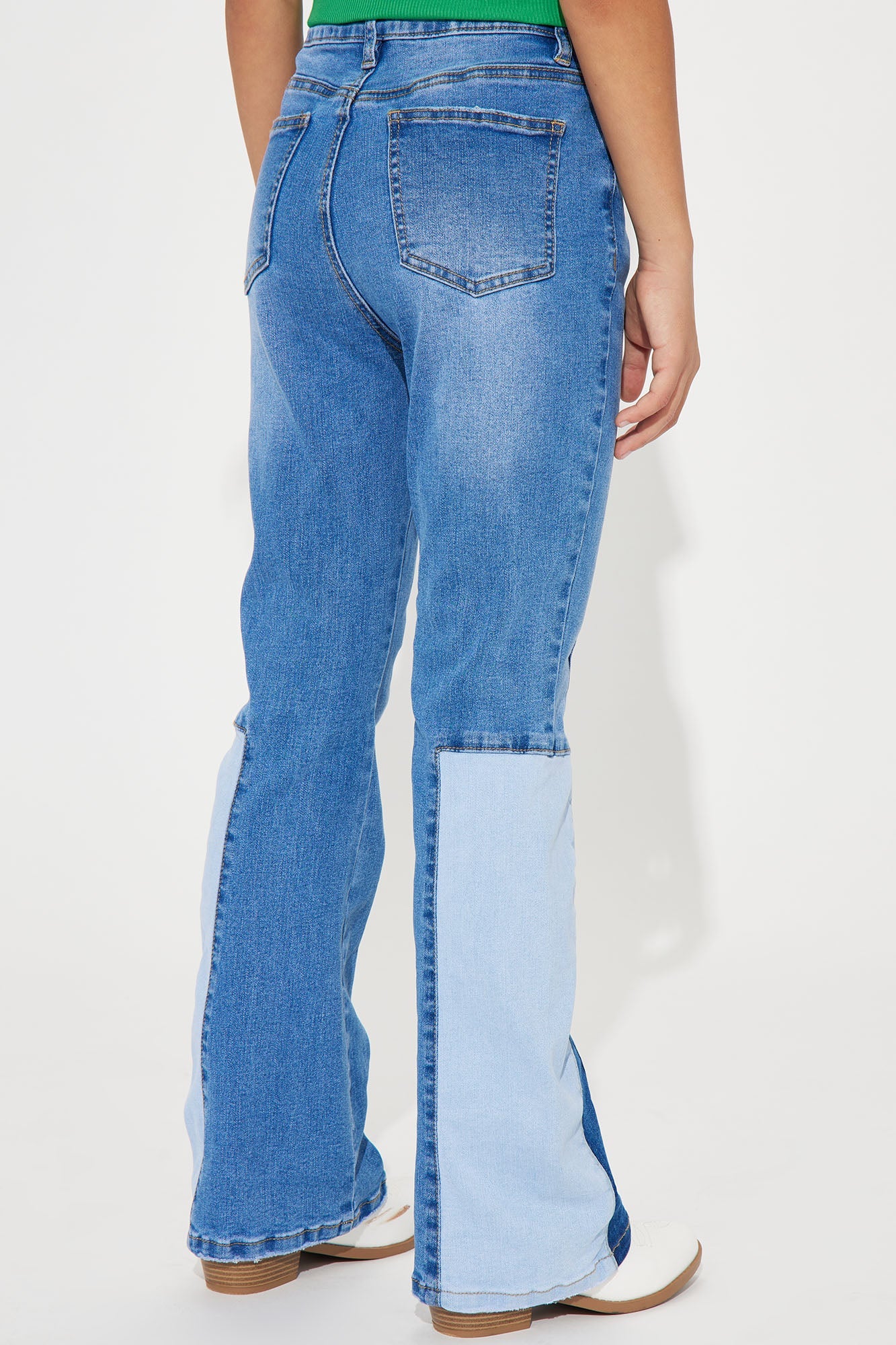 Mini Denim inserts in a Flare Jean - Medium Wash