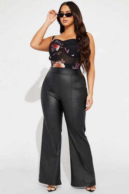 Tall Victoria High Waisted Dress Pants Faux Leather 37 - Black