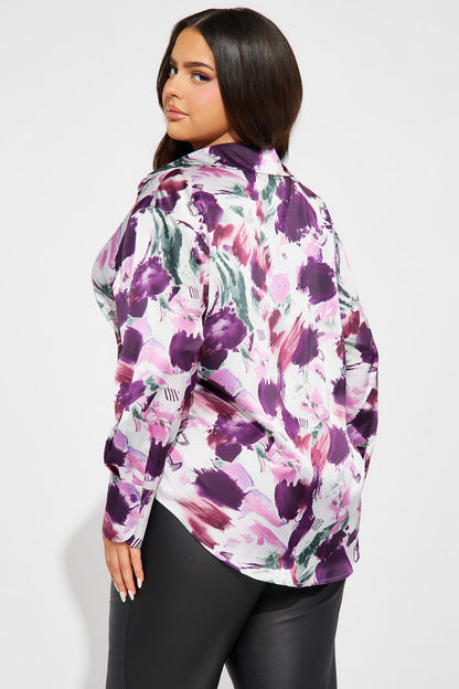 Violet Satin Shirt - Purple/combo