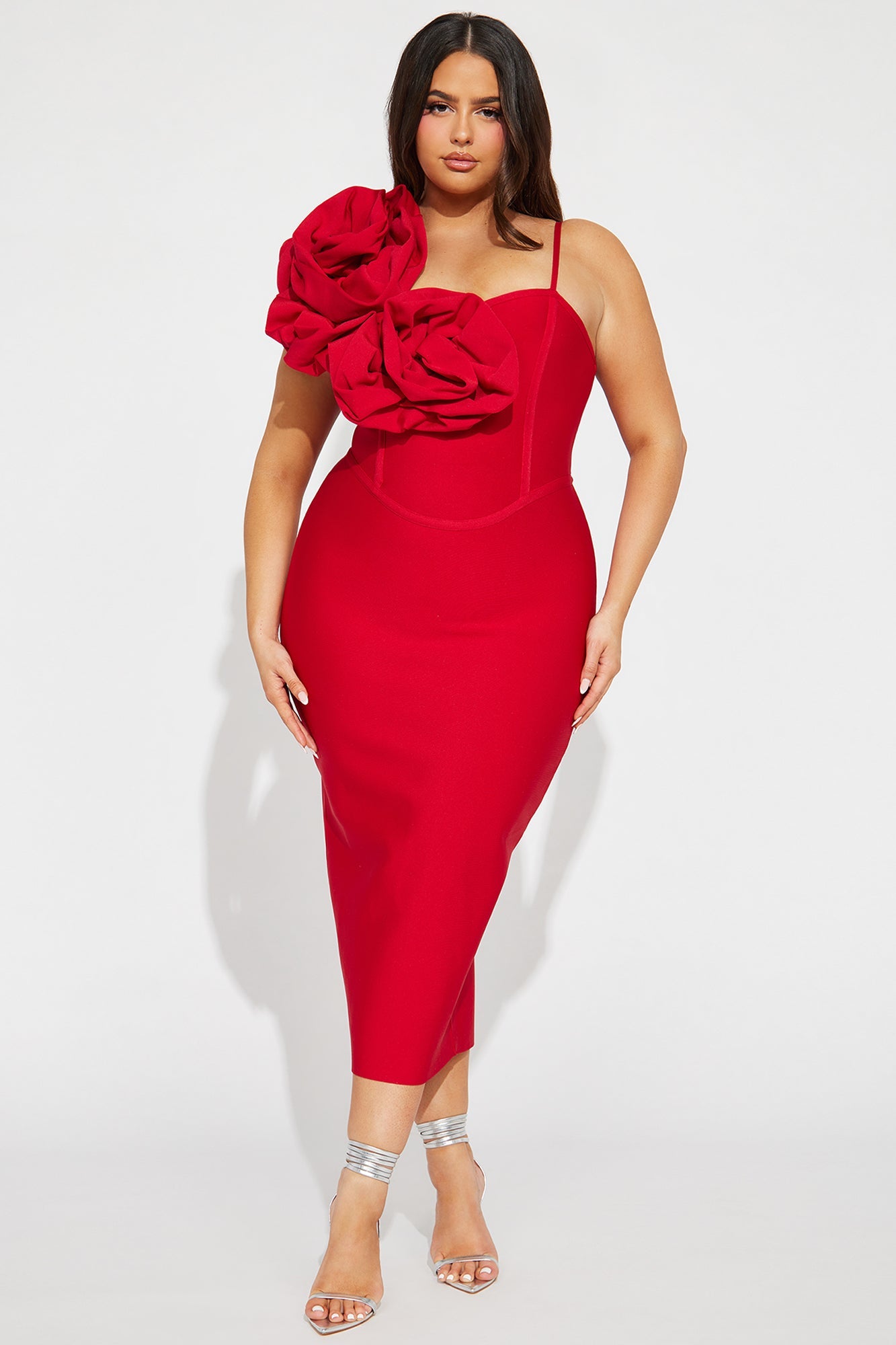 Mary Bandage Midi Dress - Red