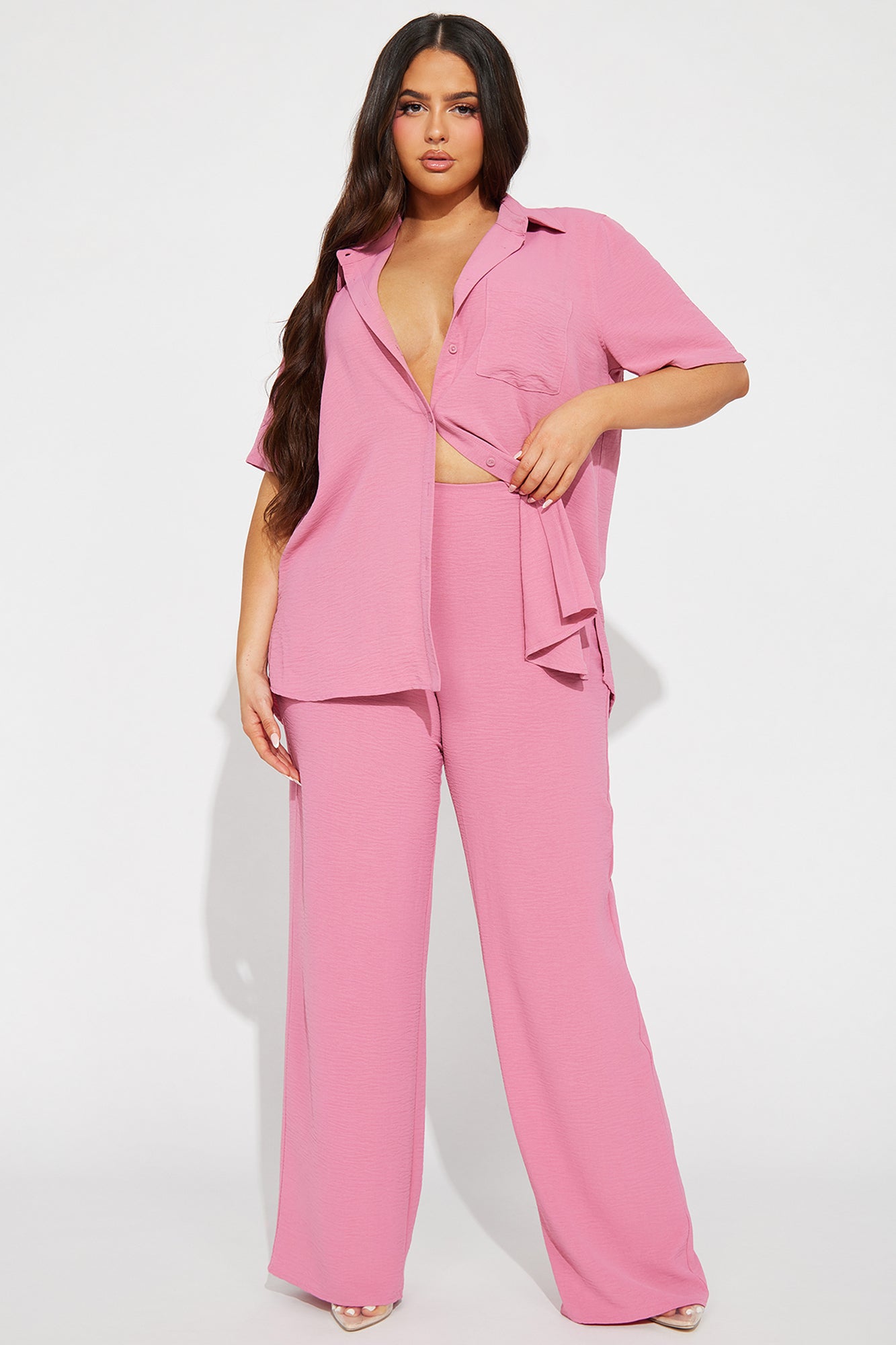Makenzie Short Sleeve Pant Set - Mauve