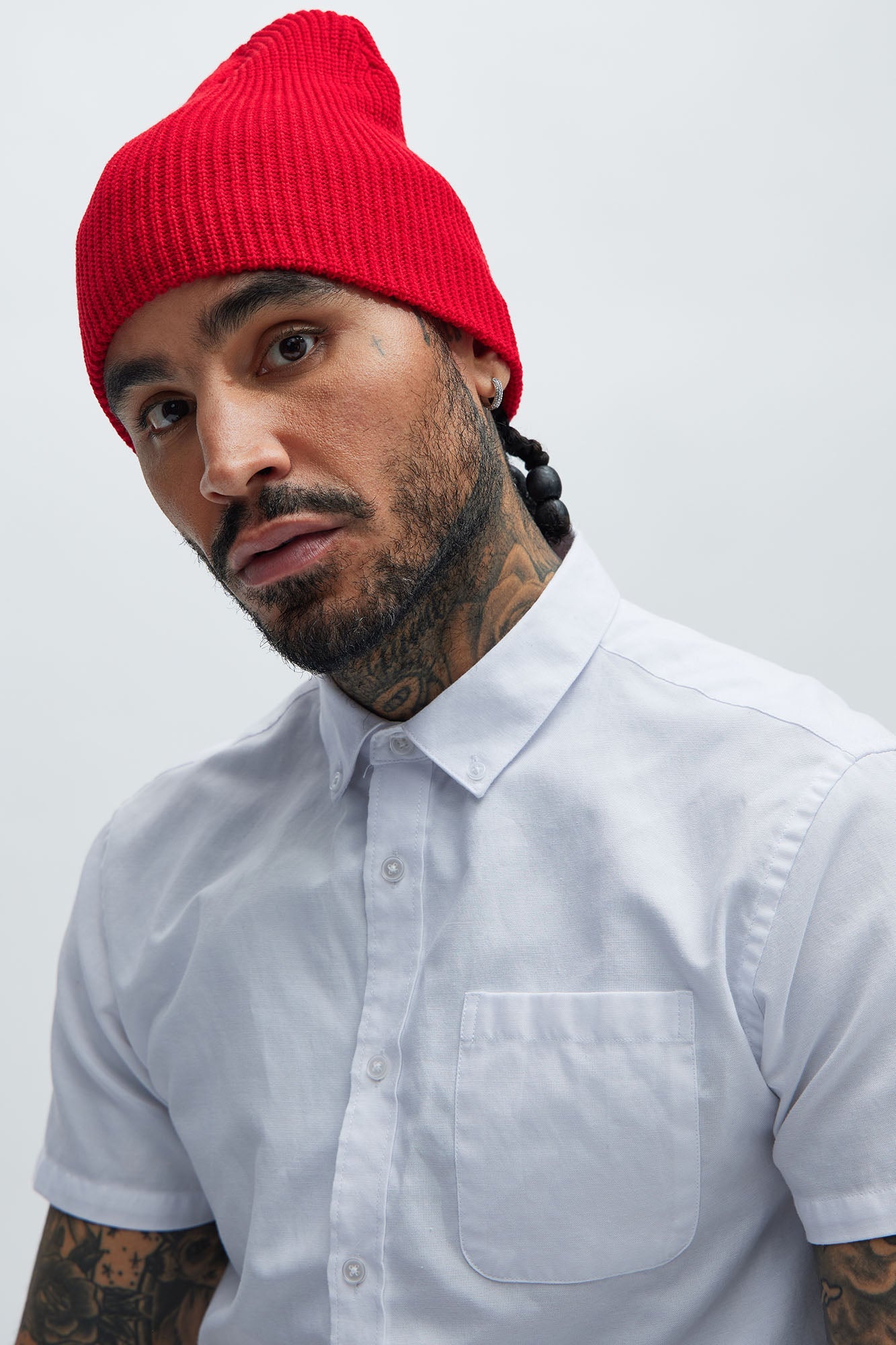 Ribbed Beanie - Red