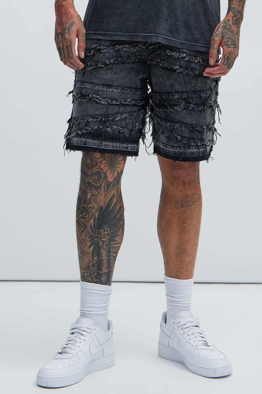 Nice Try Frayed Denim Short - Black Wash