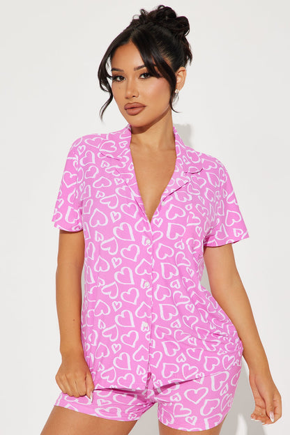 Such A Flirt PJ Short Set - Pink