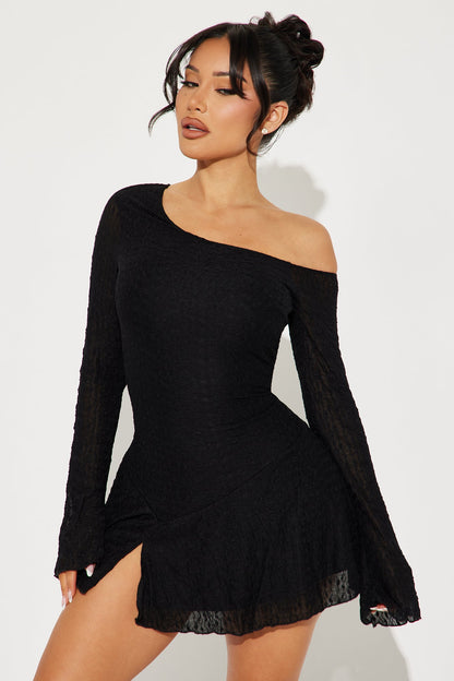 Just For The Night Lace Micro Mini Dress - Black