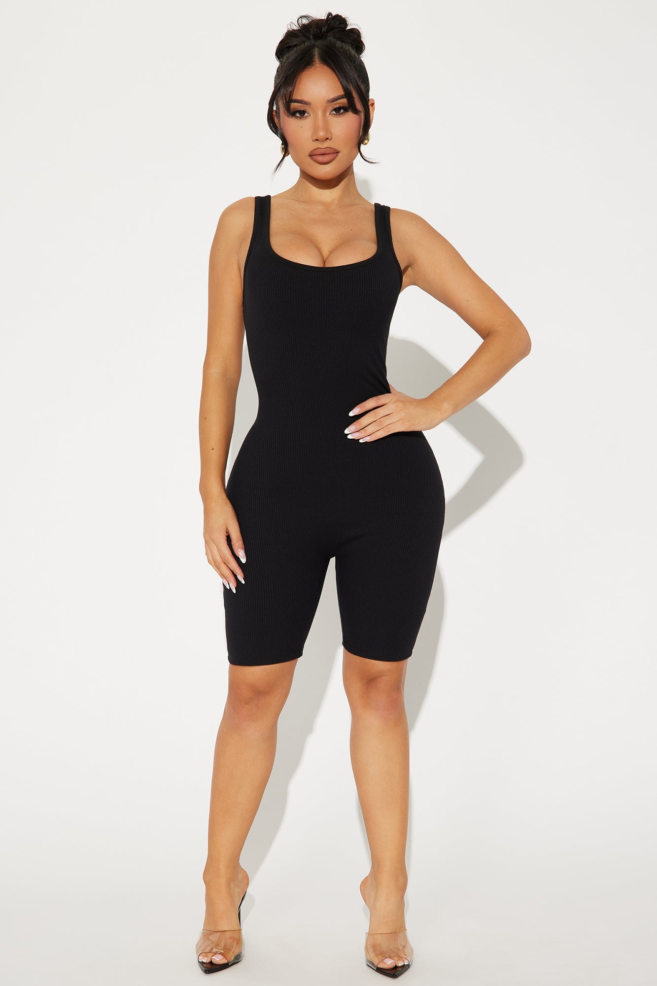 Antonina Heavy Ribbed Romper - Black