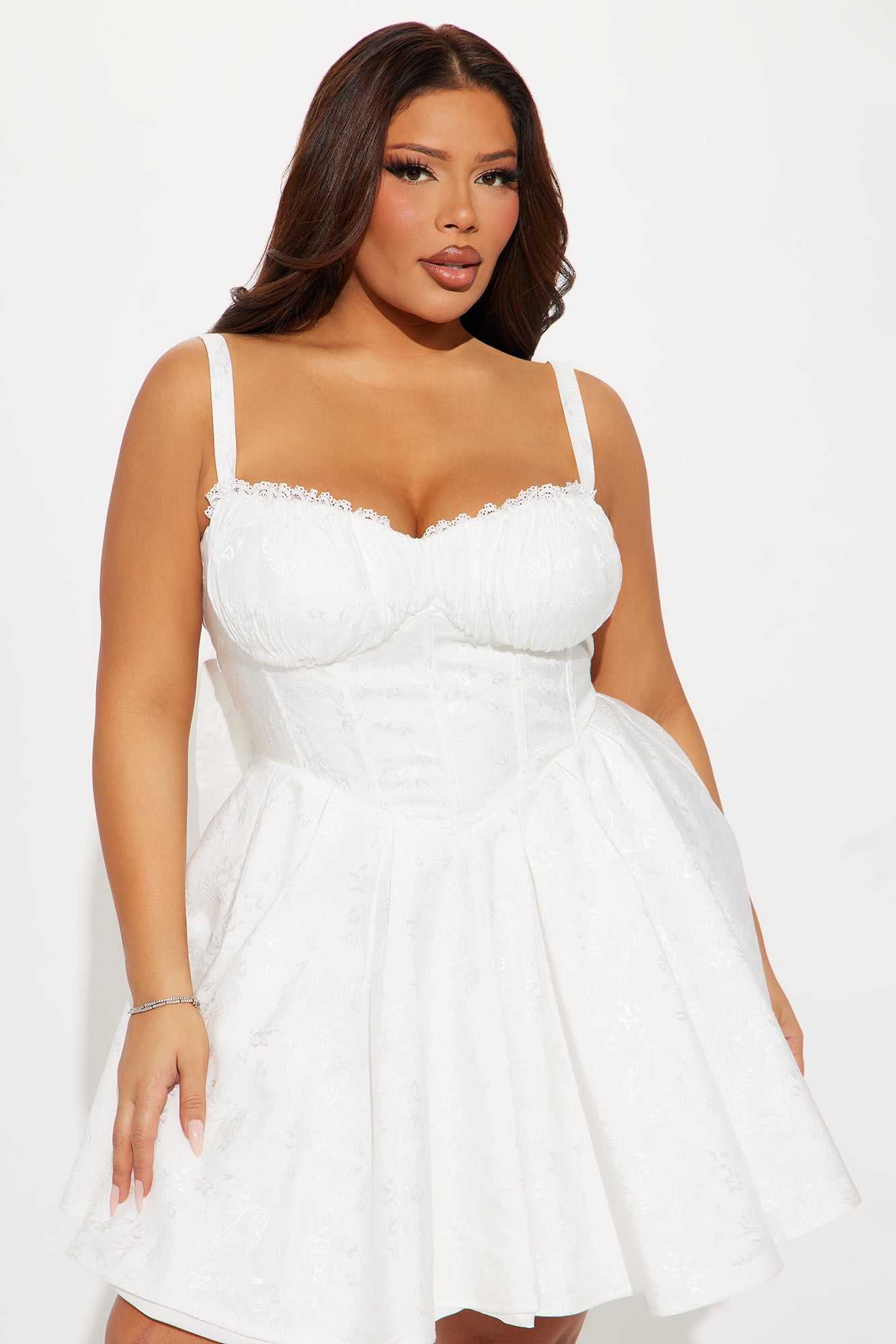 Dorella Pleated Corset Mini Dress - White
