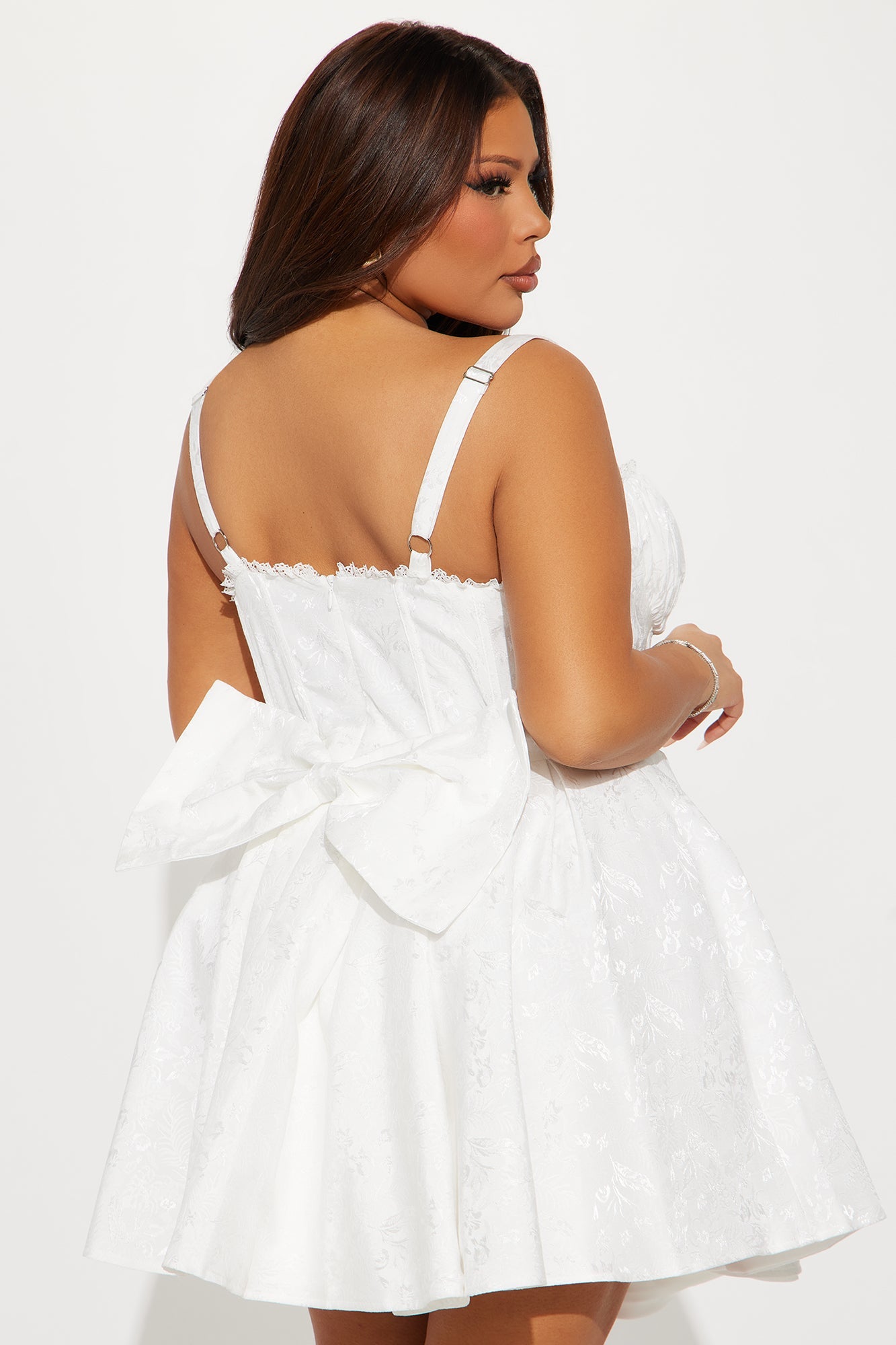 Dorella Pleated Corset Mini Dress - White