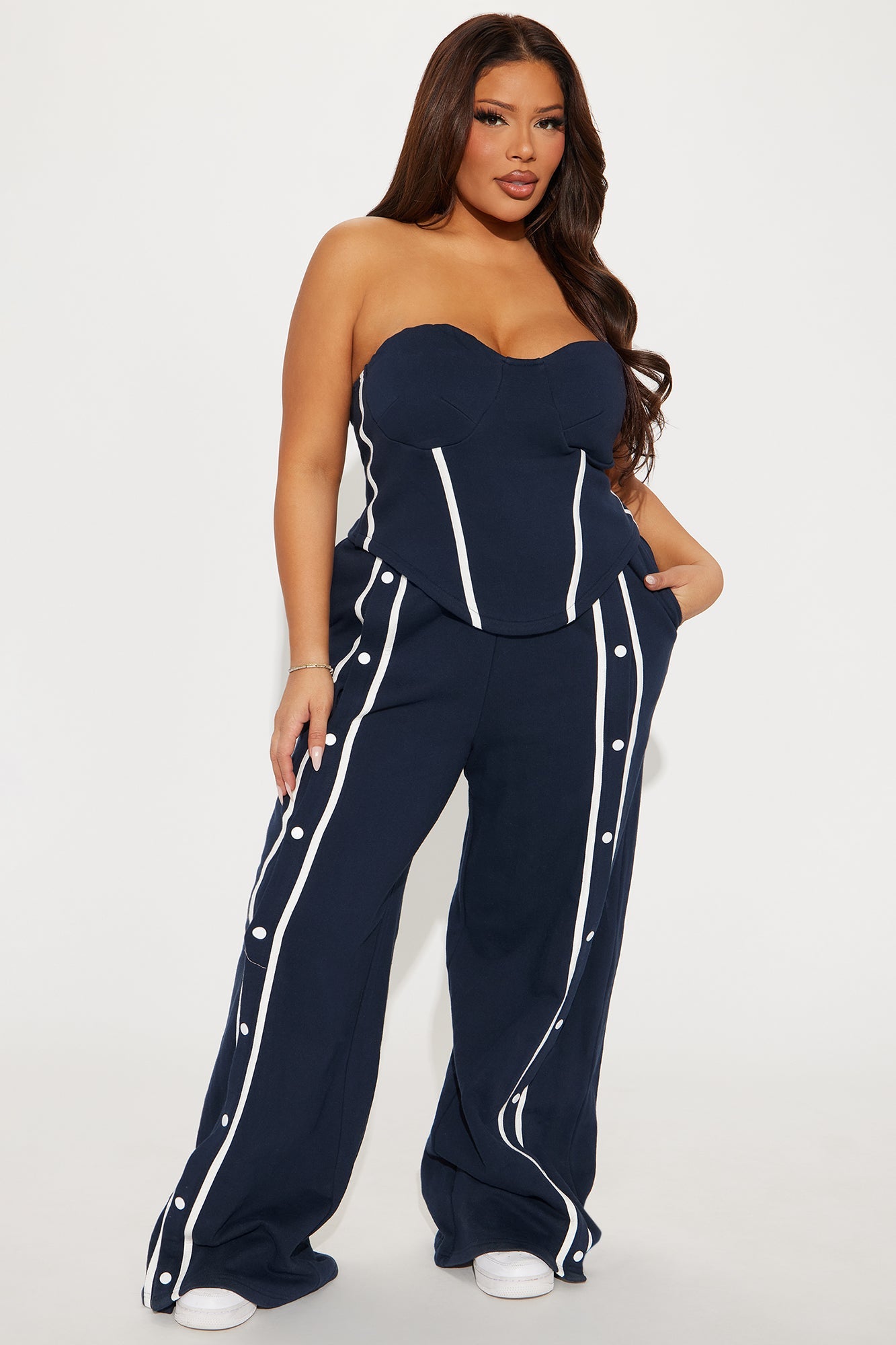 Sara Fleece Track Pant Set - Navy