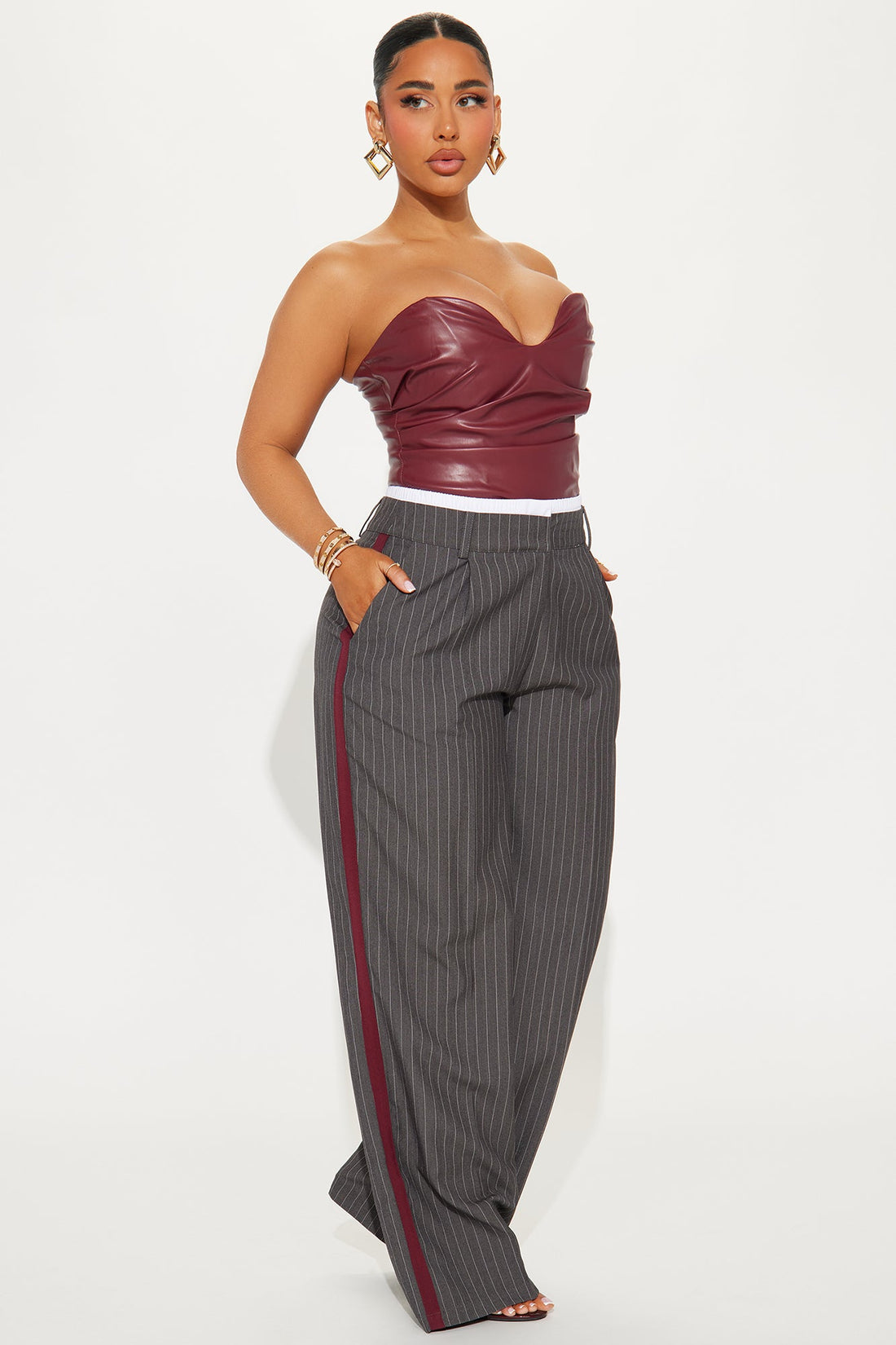 Dedicated To You Double Waistband Trouser - Charcoal/combo