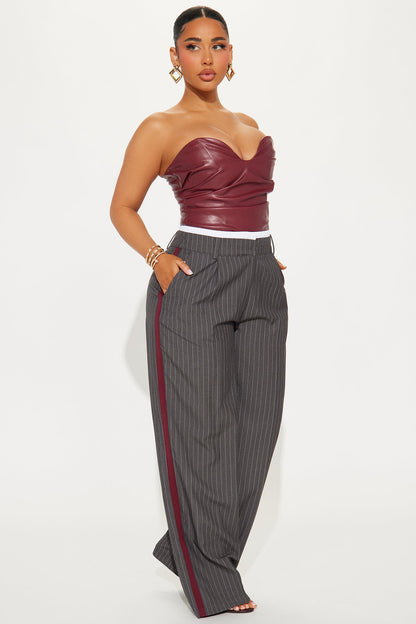 Dedicated To You Double Waistband Trouser - Charcoal/combo