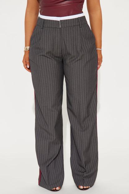 Dedicated To You Double Waistband Trouser - Charcoal/combo