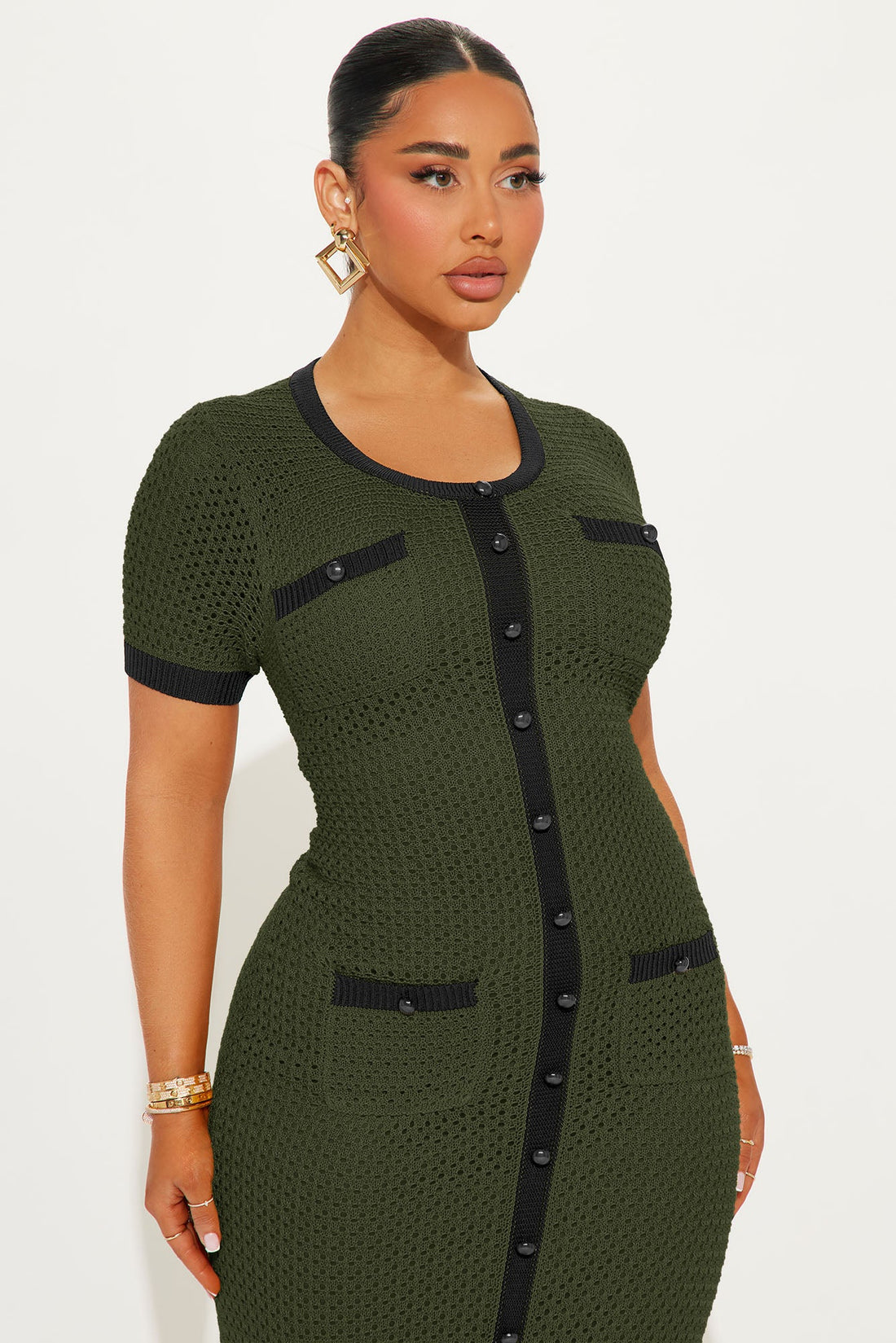 Elena Crochet Maxi Dress - Olive