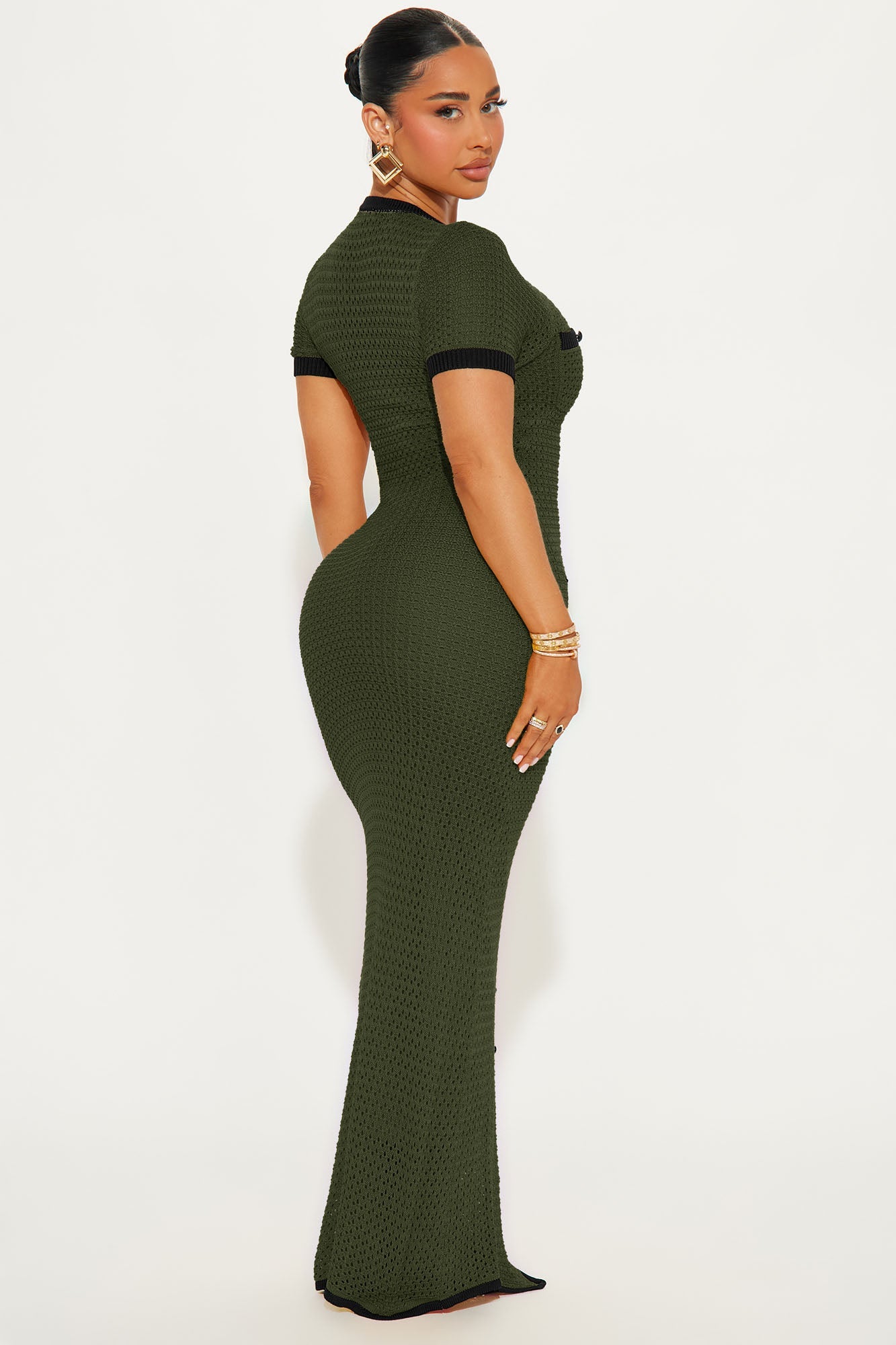 Elena Crochet Maxi Dress - Olive