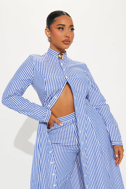 Yacht Trip Stripe Pant Set - White/Blue