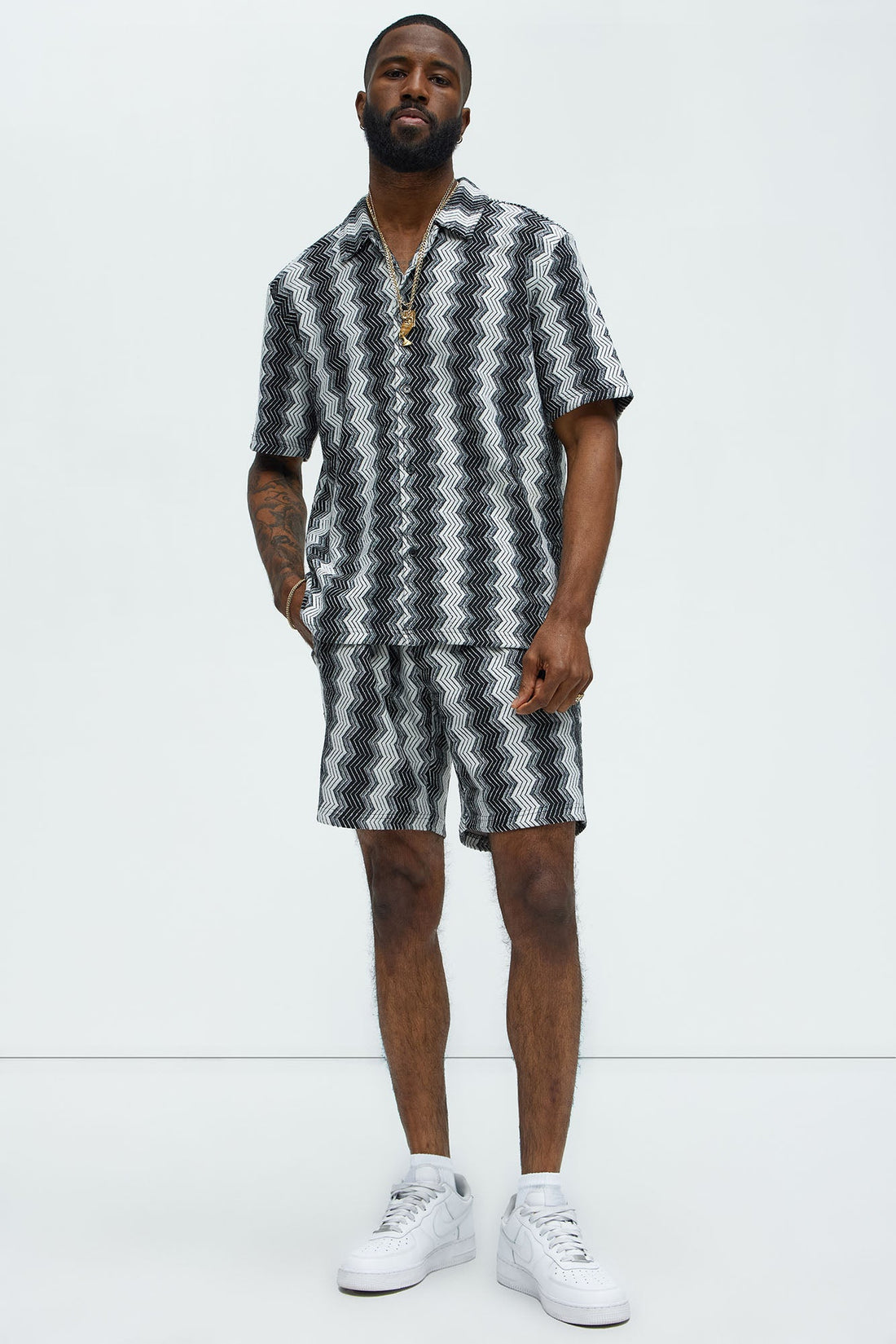 Outpost Zig Zag Relaxed Shorts - Cream/combo