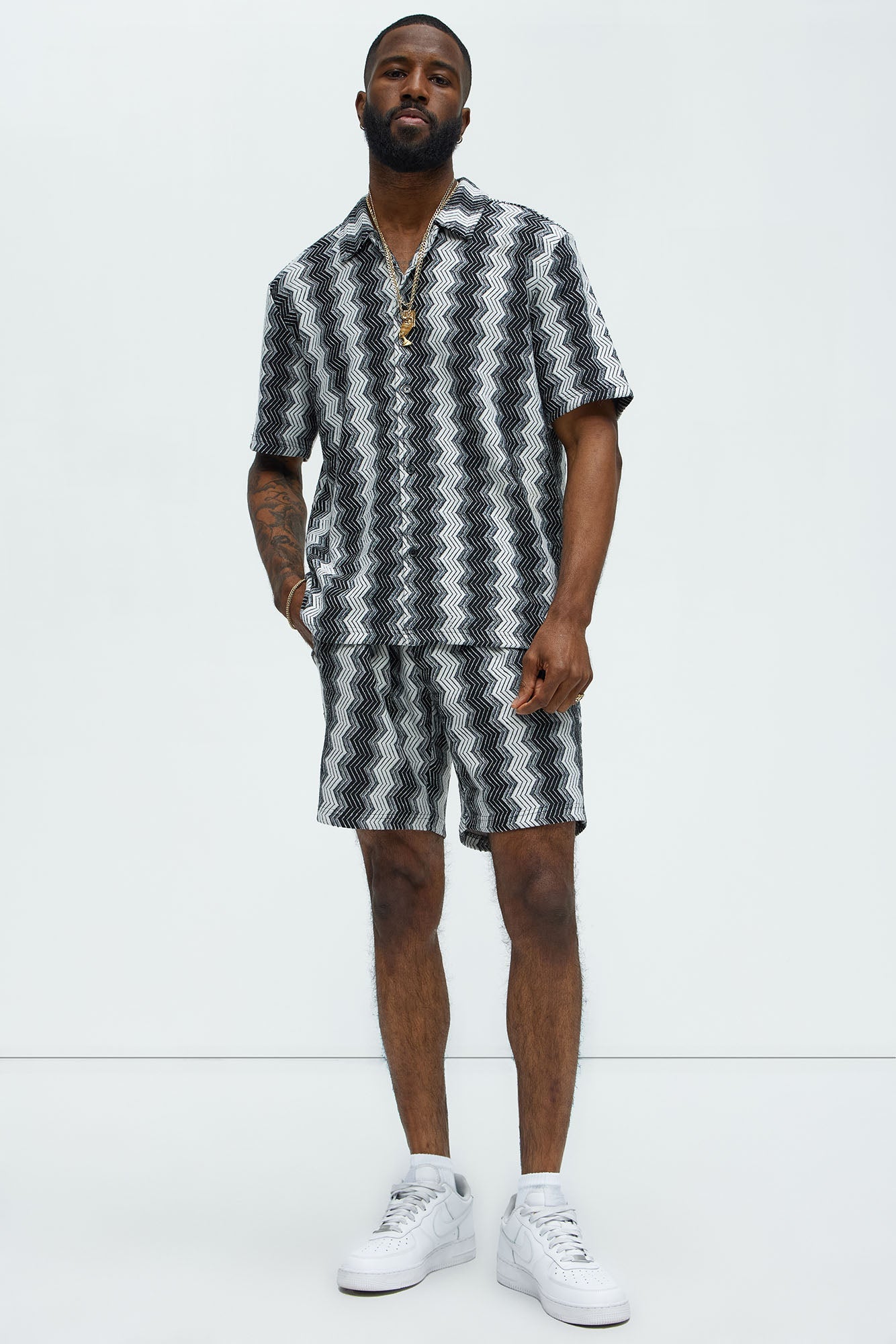 Outpost Zig Zag Relaxed Shorts - Cream/combo