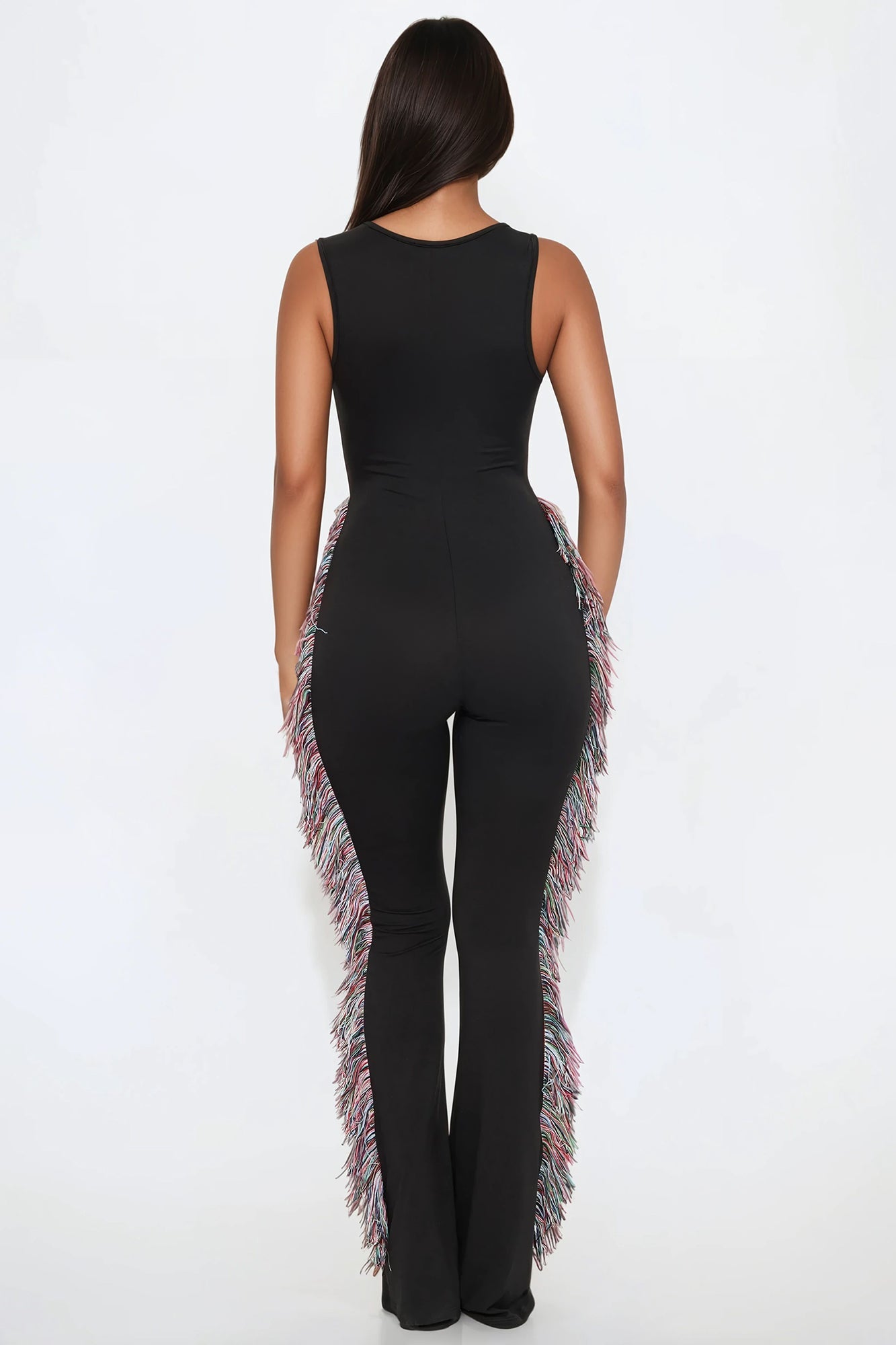 All At Once Fringe Jumpsuit - Black