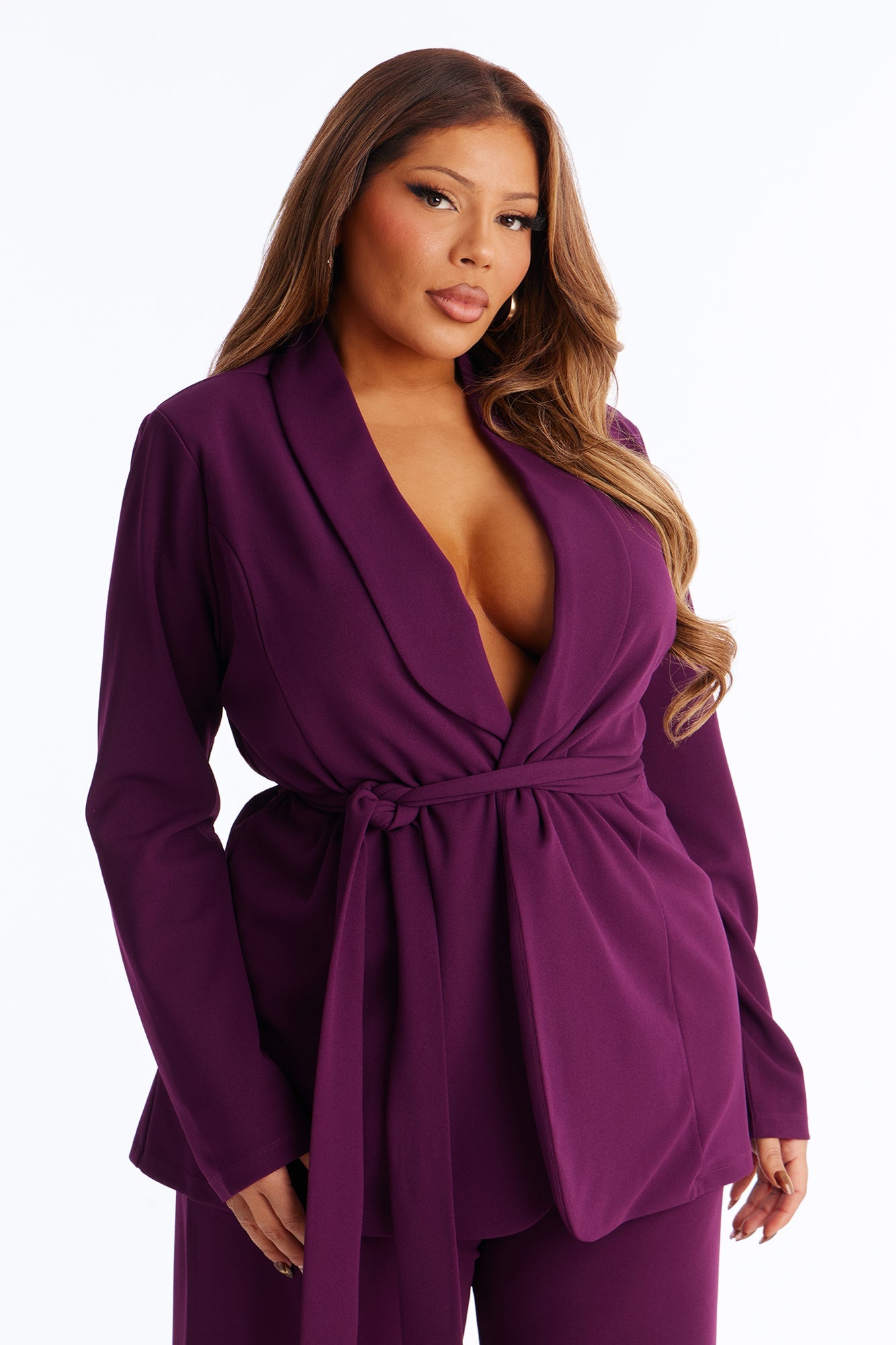 CEO Vibes Blazer Set - Plum