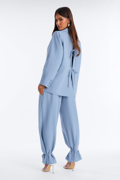 Veronica Blazer Cinched Pant Set - Dusty Blue