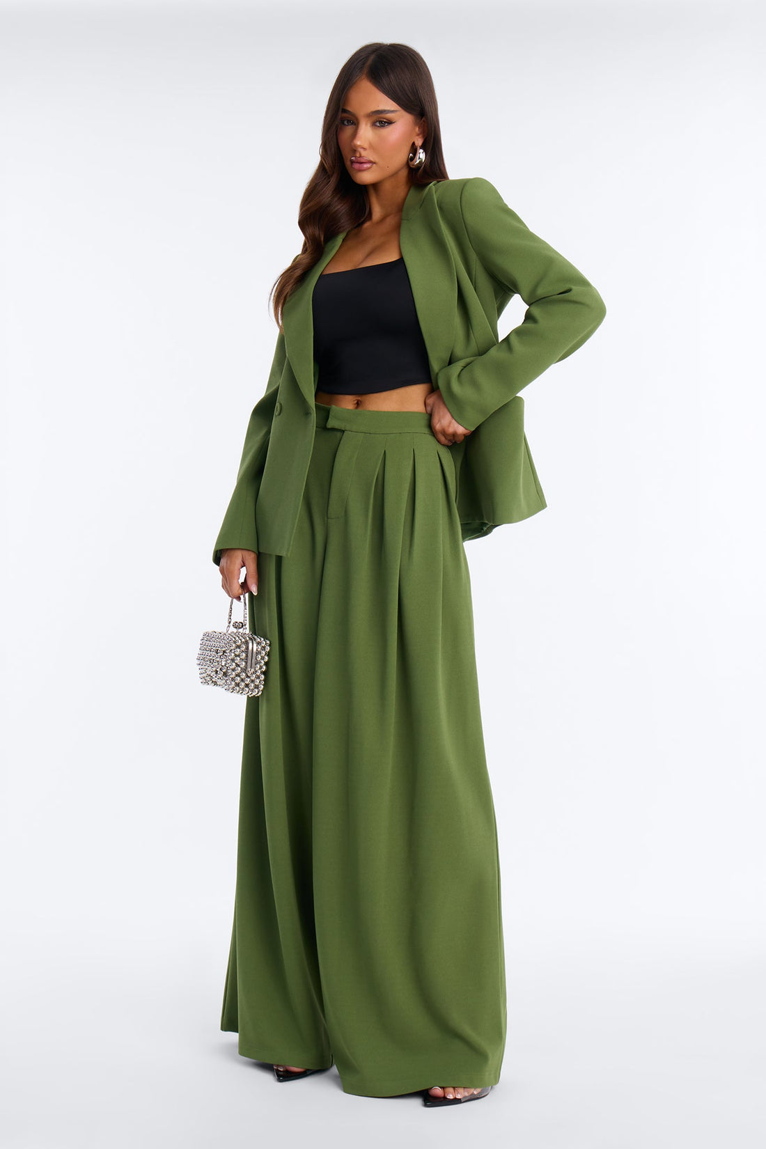 Charlie Wide Leg Trouser 33″ - Green