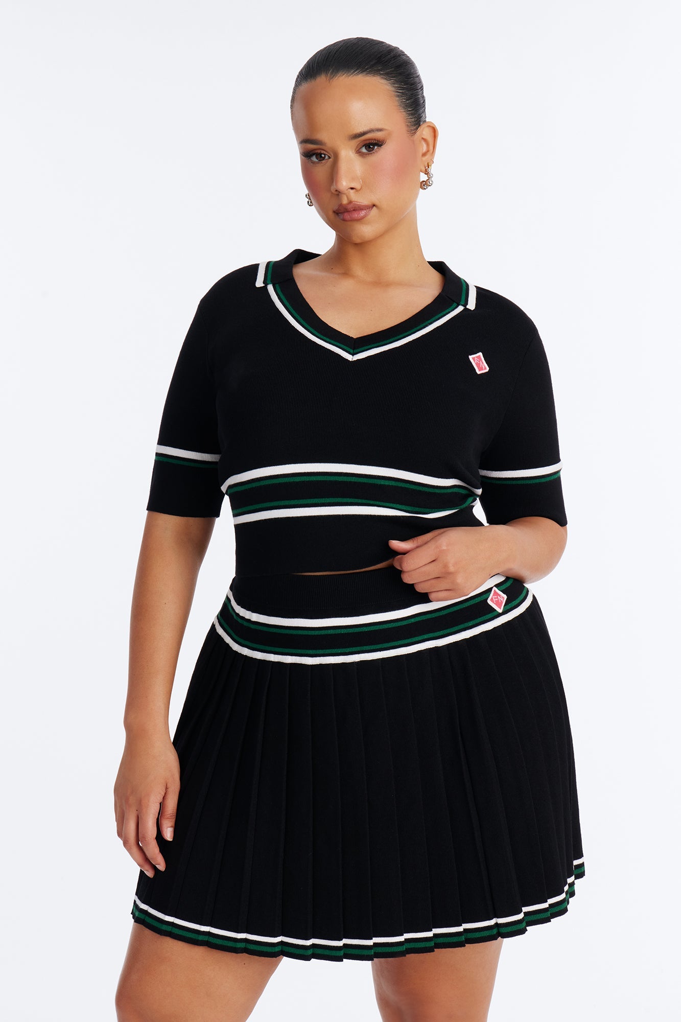 Trendy Babe Sweater Mini Skirt Set - Black