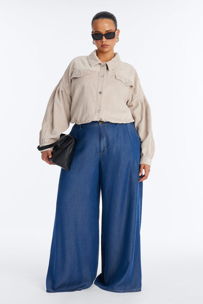 High Tempo Chambray Super Low Rise Pant 32″ - Medium Wash