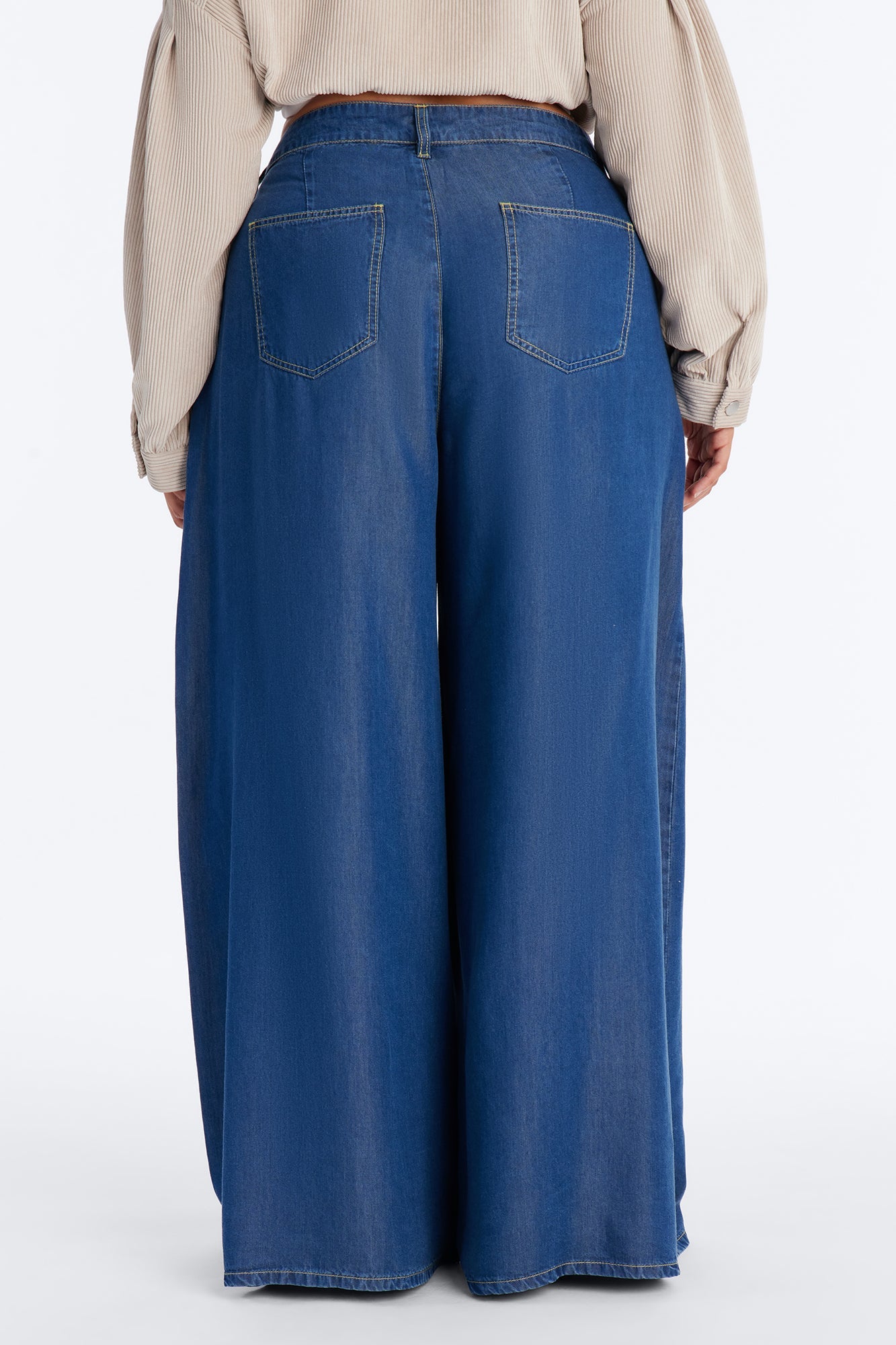 High Tempo Chambray Super Low Rise Pant 32″ - Medium Wash