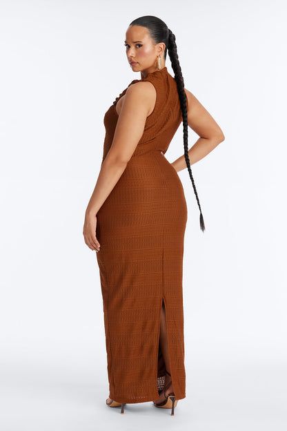 Jane Beaded Maxi Dress - Medium Brown