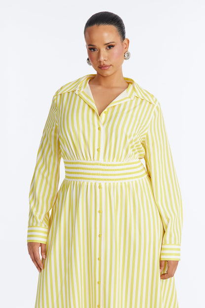 Alison Striped Maxi Shirt Dress - Yellow/combo