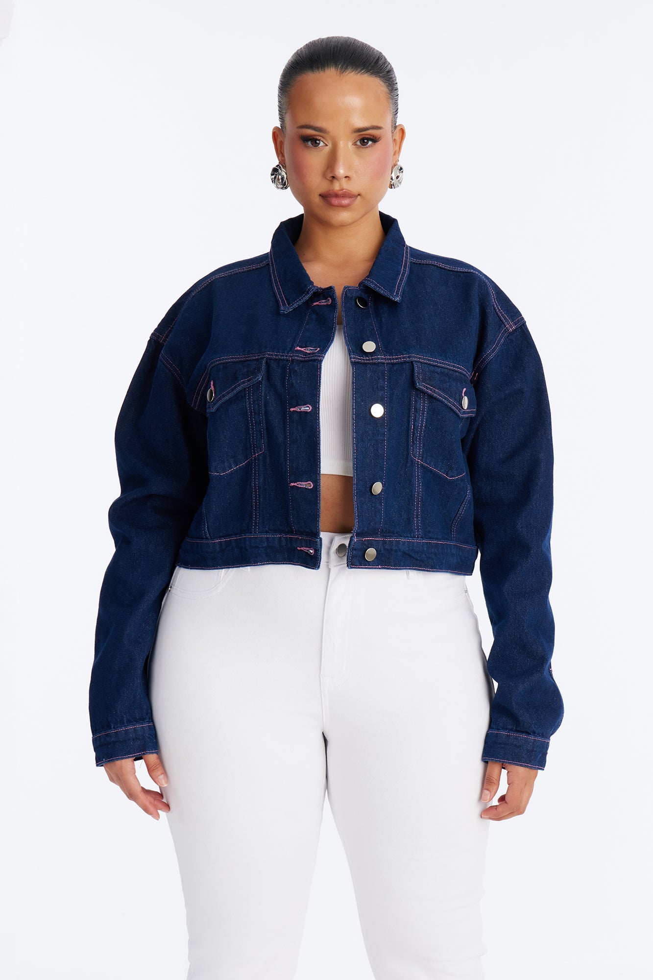 Love You Always Denim Trucker Jacket - Dark Wash