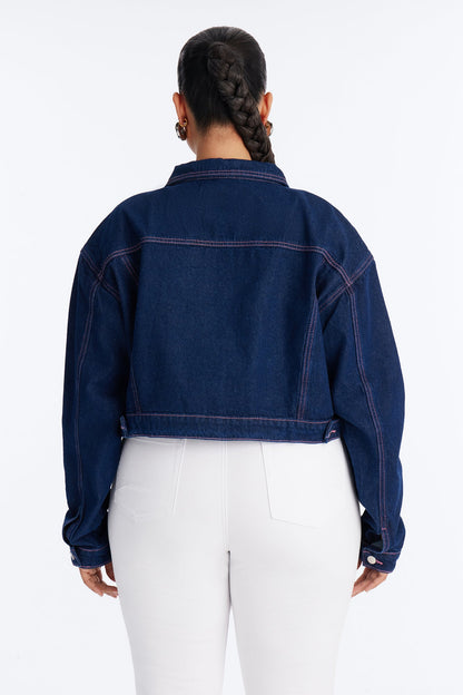 Love You Always Denim Trucker Jacket - Dark Wash