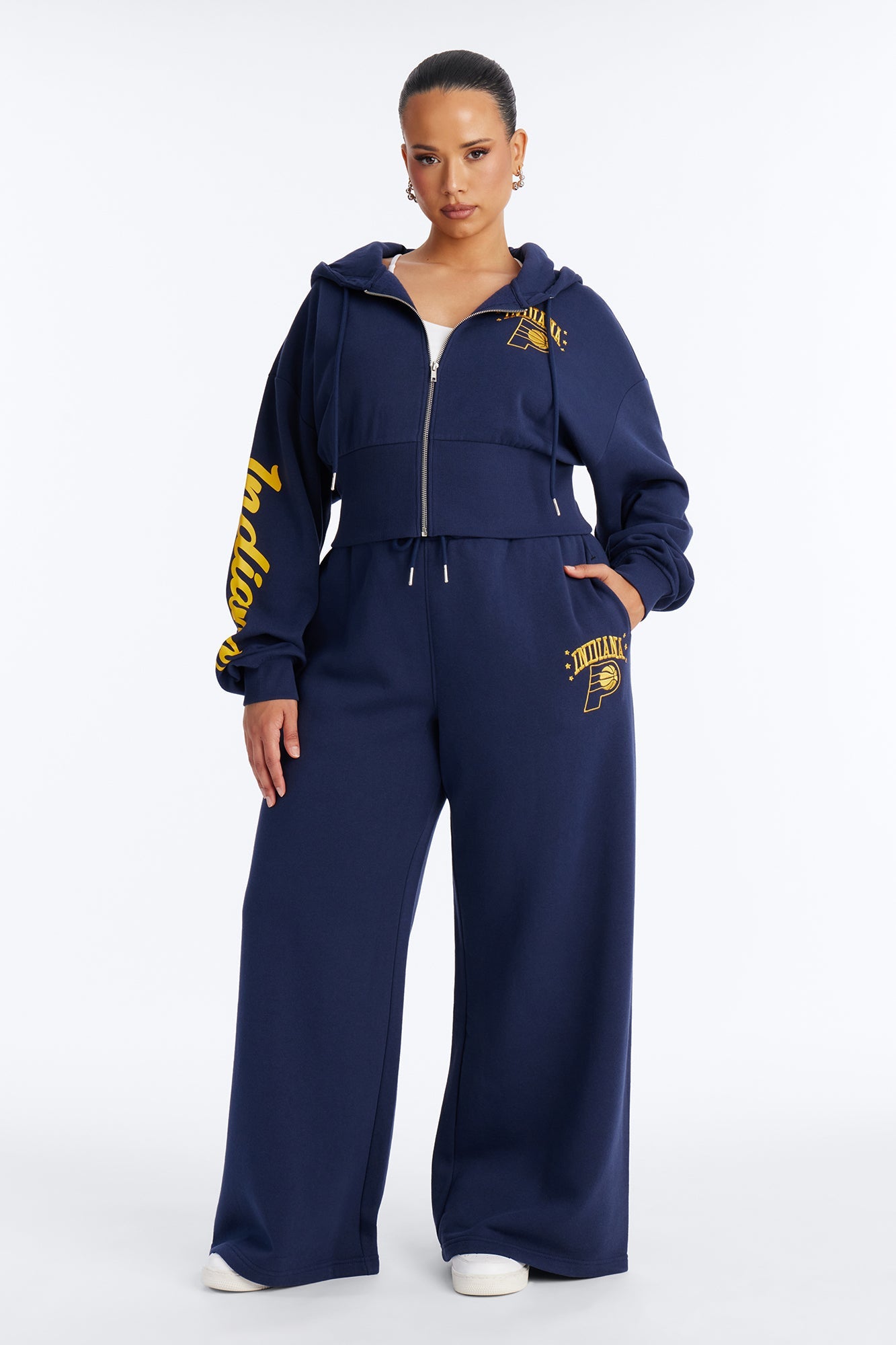 NBA Indiana Pacers Fleece Wide Leg Pants - Navy
