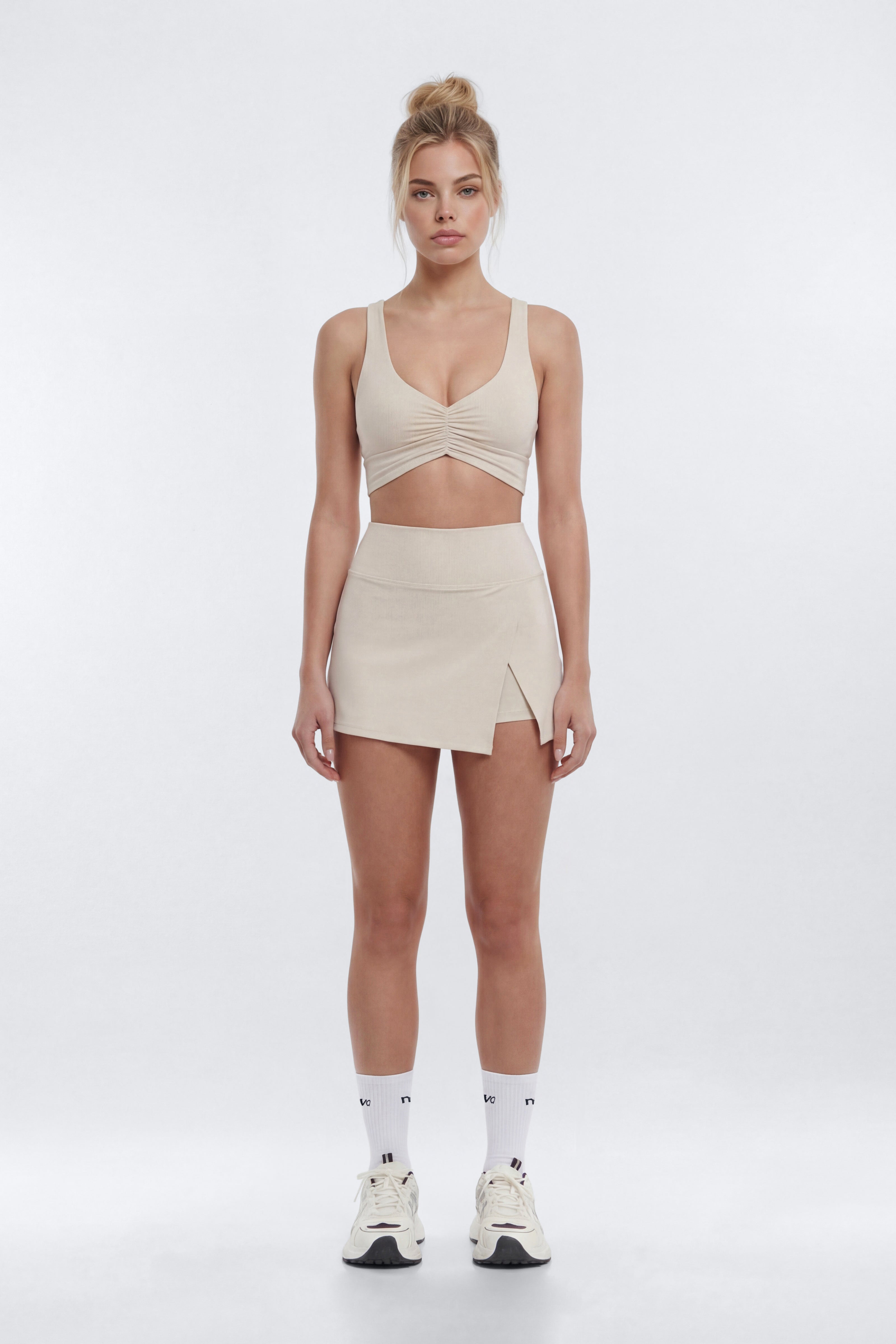 CloudForm™ Ruched Sports Bra - Beige