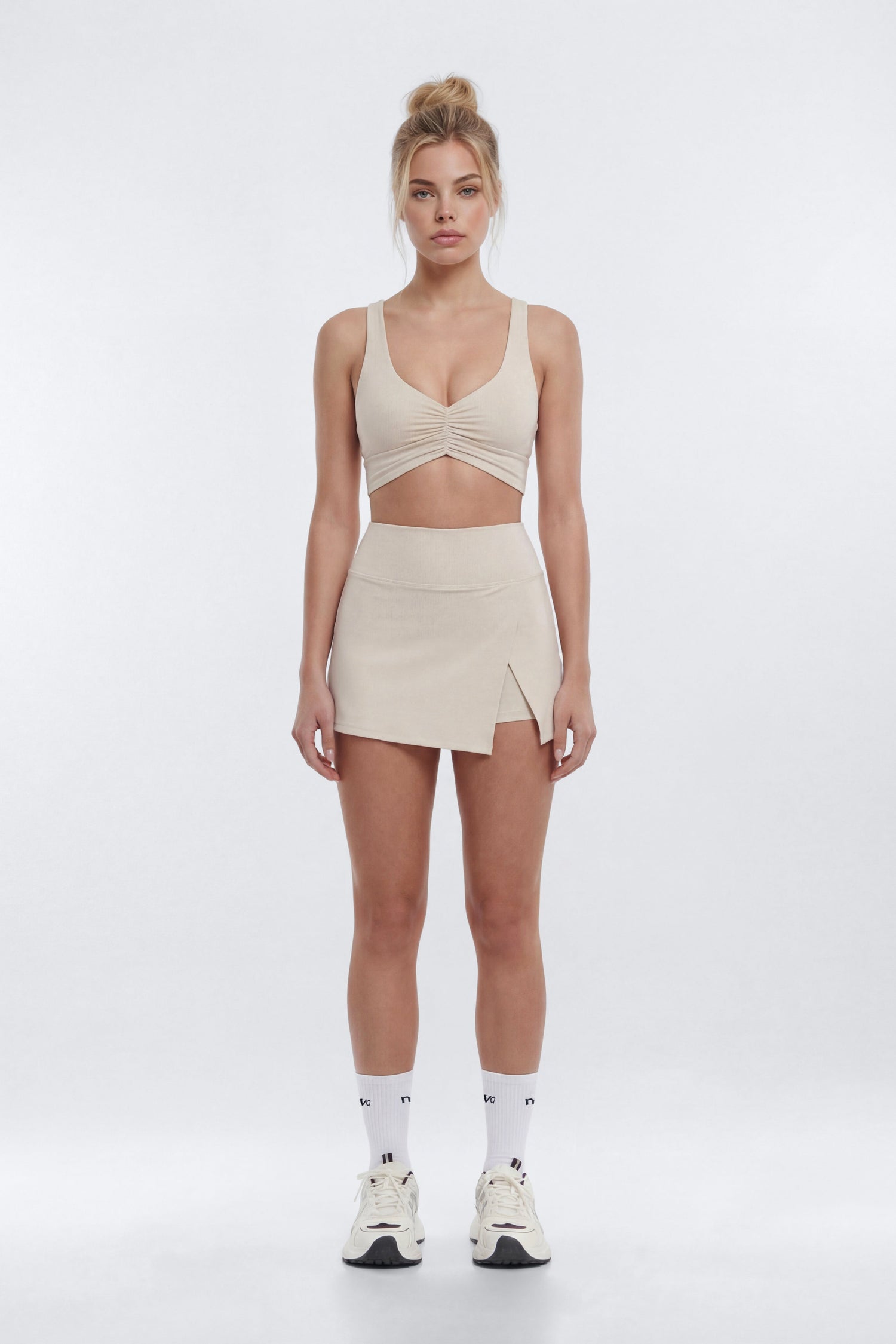 CloudForm™ Front Wrap Sports Mini Skort - Beige
