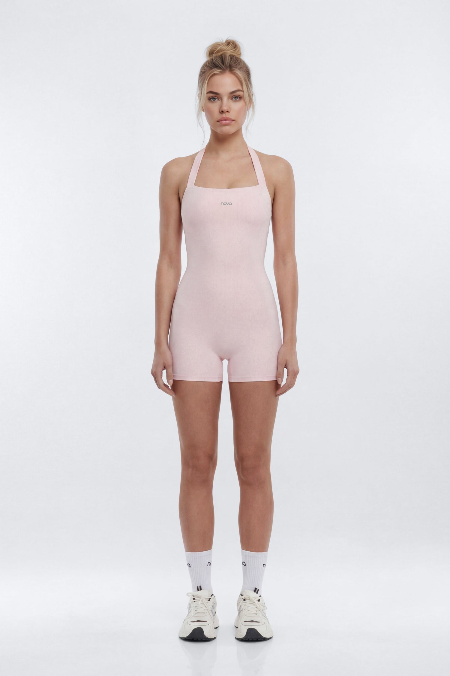CloudForm™ 3″ Halter Romper - Pink